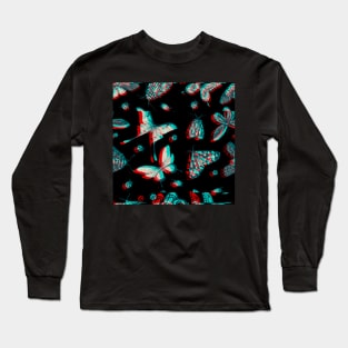 Butterfly Glitch Pattern Long Sleeve T-Shirt